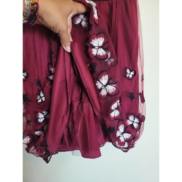 Girls Dress Burgundy & Black‎ with Butterflies Size 10 - Picture 7 of 7